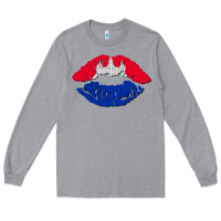 Heather Grey cambodian flag lips Long Sleeve Tee - AdoDesignShop