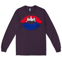 Plum cambodian flag lips Long Sleeve Tee - AdoDesignShop