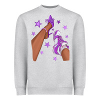 Heather Grey Purple Afro Girl Sneakers and Heels Heavyweight Sweatshirt - texasbilliewilder