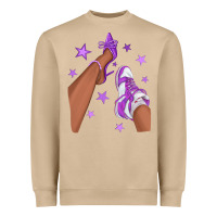 Mushroom Purple Afro Girl Sneakers and Heels Heavyweight Sweatshirt - texasbilliewilder