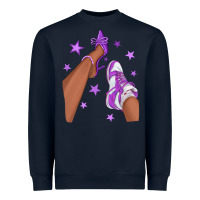 Navy Purple Afro Girl Sneakers and Heels Heavyweight Sweatshirt - texasbilliewilder
