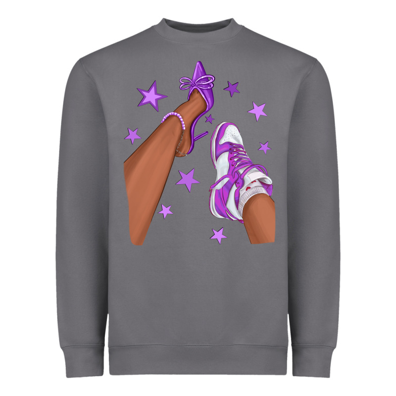 Purple Afro Girl Sneakers And Heels Heavyweight Sweatshirt by texasbilliewilder | Teevron