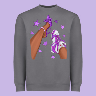 Purple Afro Girl Sneakers And Heels Heavyweight Sweatshirt Designed By Texasbilliewilder