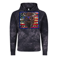 Cloud Black bison with american flag Vintage Hoodie - RanaPortraitStore