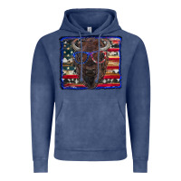 Vintage Denim bison with american flag Vintage Hoodie - RanaPortraitStore