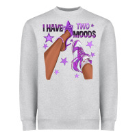 Heather Grey Purple I Have Two Moods Afro Girl Sneakers Heavyweight Sweatshirt - texasbilliewilder