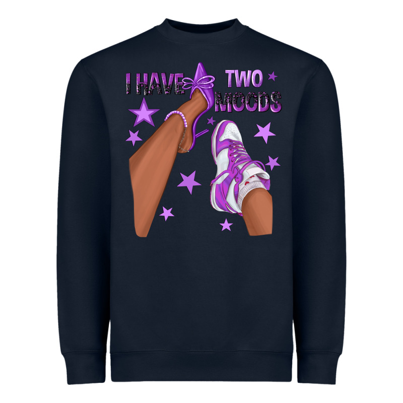 Purple I Have Two Moods Afro Girl Sneakers Heavyweight Sweatshirt by texasbilliewilder | Teevron