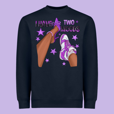 Purple I Have Two Moods Afro Girl Sneakers Heavyweight Sweatshirt Designed By Texasbilliewilder