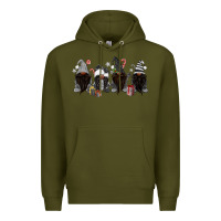 Army Green grey christmas afro gnomies Premium Hoodie - MaliasSmallBusiness