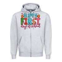 Heather Grey happy first day of school Zipper Hoodie - JahusDesignShop