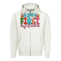 Oatmeal Heather happy first day of school Zipper Hoodie - JahusDesignShop