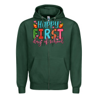 Sports Green happy first day of school Zipper Hoodie - JahusDesignShop