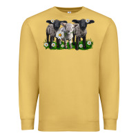 Antique Gold baby sheeps with daisies Premium Sweatshirt - LillyAllenDesigns