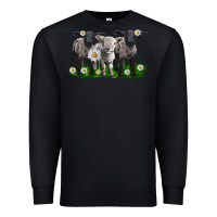 Black baby sheeps with daisies Premium Sweatshirt - LillyAllenDesigns