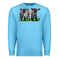 Ocean Blue baby sheeps with daisies Premium Sweatshirt - LillyAllenDesigns