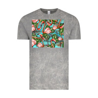 Cloud Rock flamingos with leaves Vintage Tee - BarkalooDesign