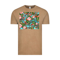 Vintage Coffee flamingos with leaves Vintage Tee - BarkalooDesign