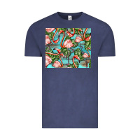 Vintage Denim flamingos with leaves Vintage Tee - BarkalooDesign
