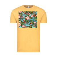 Vintage Mustard flamingos with leaves Vintage Tee - BarkalooDesign