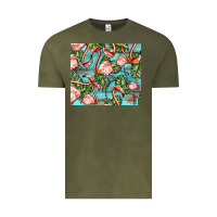 Vintage Olive flamingos with leaves Vintage Tee - BarkalooDesign