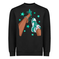 Black Teal Afro Girl Sneakers and Heels Heavyweight Sweatshirt - texasbilliewilder