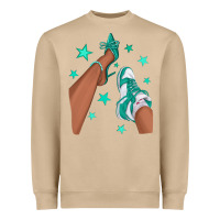 Mushroom Teal Afro Girl Sneakers and Heels Heavyweight Sweatshirt - texasbilliewilder