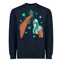 Navy Teal Afro Girl Sneakers and Heels Heavyweight Sweatshirt - texasbilliewilder