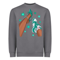 Storm Teal Afro Girl Sneakers and Heels Heavyweight Sweatshirt - texasbilliewilder