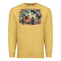 Antique Gold 3 western horses running free Premium Sweatshirt - LillyAllenDesigns