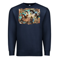 Navy 3 western horses running free Premium Sweatshirt - LillyAllenDesigns