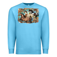 Ocean Blue 3 western horses running free Premium Sweatshirt - LillyAllenDesigns