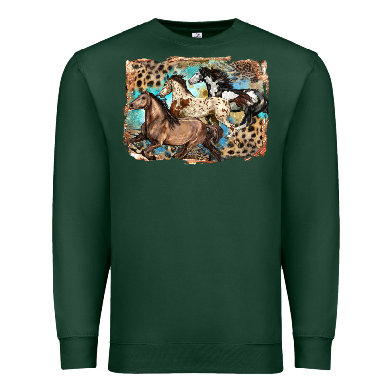 3 Western Horses Running Free Premium Sweatshirt by LillyAllenDesigns | Teevron