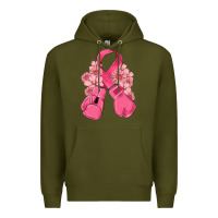 Army Green breast cancer with boxing gloves Premium Hoodie - MaliasSmallBusiness