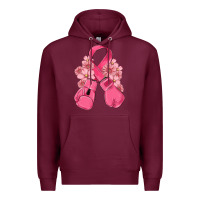 Burgundy breast cancer with boxing gloves Premium Hoodie - MaliasSmallBusiness