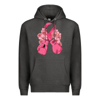 Charcoal Heather breast cancer with boxing gloves Premium Hoodie - MaliasSmallBusiness