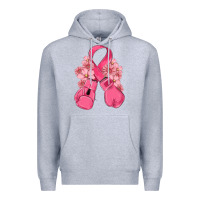 Heather Grey breast cancer with boxing gloves Premium Hoodie - MaliasSmallBusiness