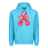 Ocean Blue breast cancer with boxing gloves Premium Hoodie - MaliasSmallBusiness