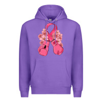 Purple breast cancer with boxing gloves Premium Hoodie - MaliasSmallBusiness