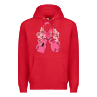 Red breast cancer with boxing gloves Premium Hoodie - MaliasSmallBusiness