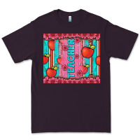 Plum teacher with  flower glitter and serape leopard Premium Tee - Artiststas