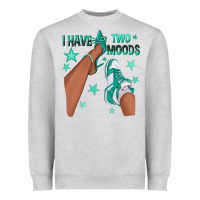 Heather Grey Teal I Have Two Moods Afro Girl Sneakers Heavyweight Sweatshirt - texasbilliewilder