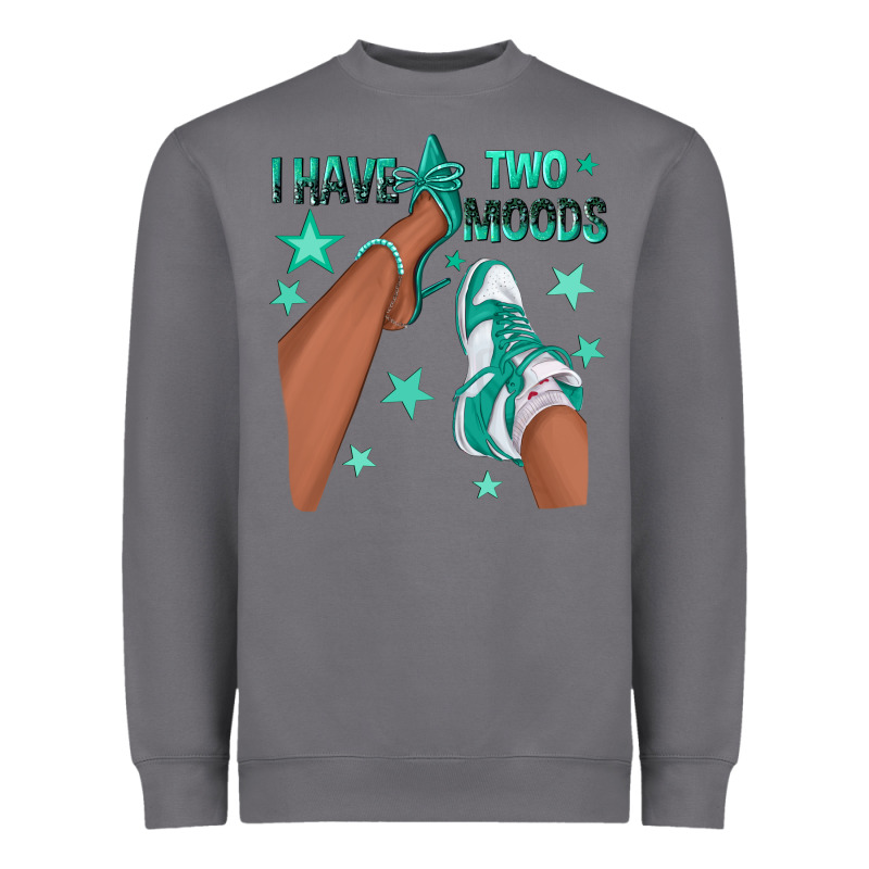 Teal I Have Two Moods Afro Girl Sneakers Heavyweight Sweatshirt by texasbilliewilder | Teevron