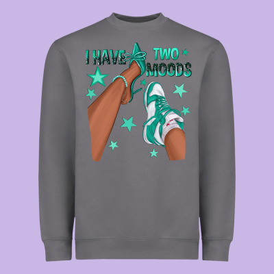 Teal I Have Two Moods Afro Girl Sneakers Heavyweight Sweatshirt Designed By Texasbilliewilder