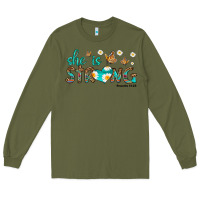 Army Green she is strong Long Sleeve Tee - HRA Design Shop