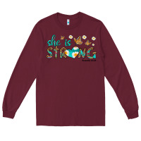 Burgundy she is strong Long Sleeve Tee - HRA Design Shop