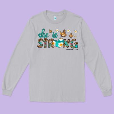 She Is Strong Long Sleeve Tee Designed By Hra Design Shop
