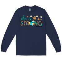 Navy she is strong Long Sleeve Tee - HRA Design Shop