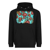 Black red roses with leopard background Heavyweight Hoodie - LillyAllenDesigns