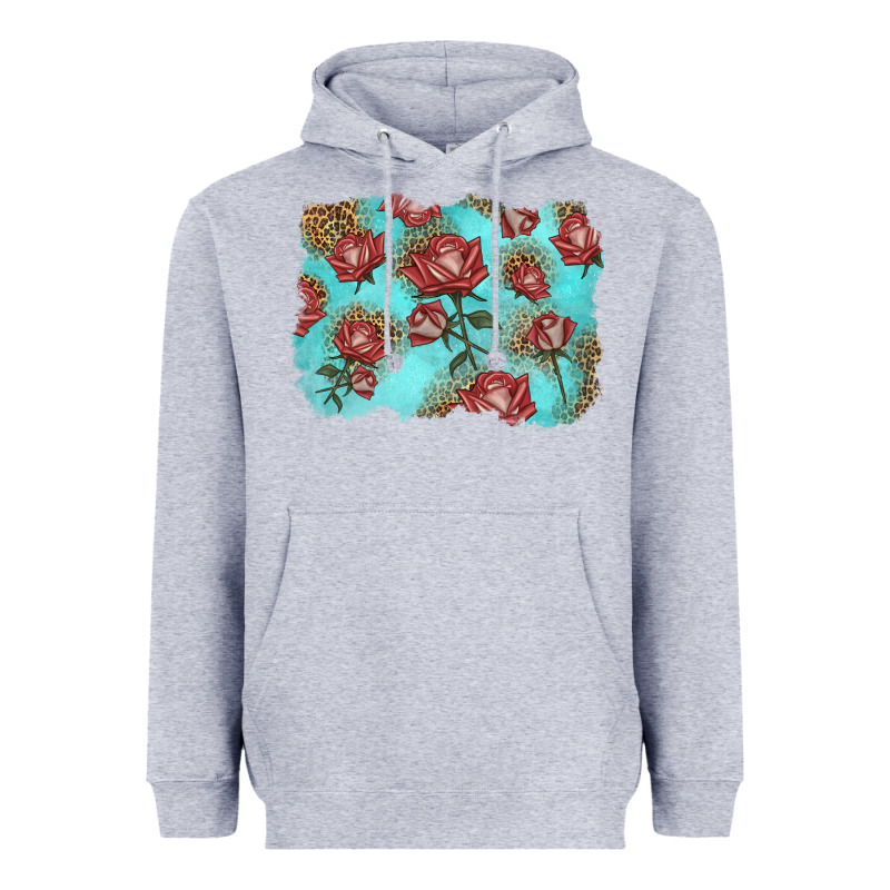 Red Roses With Leopard Background Heavyweight Hoodie by LillyAllenDesigns | Teevron
