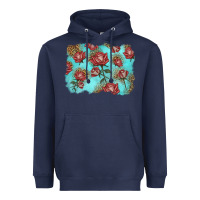 Navy red roses with leopard background Heavyweight Hoodie - LillyAllenDesigns